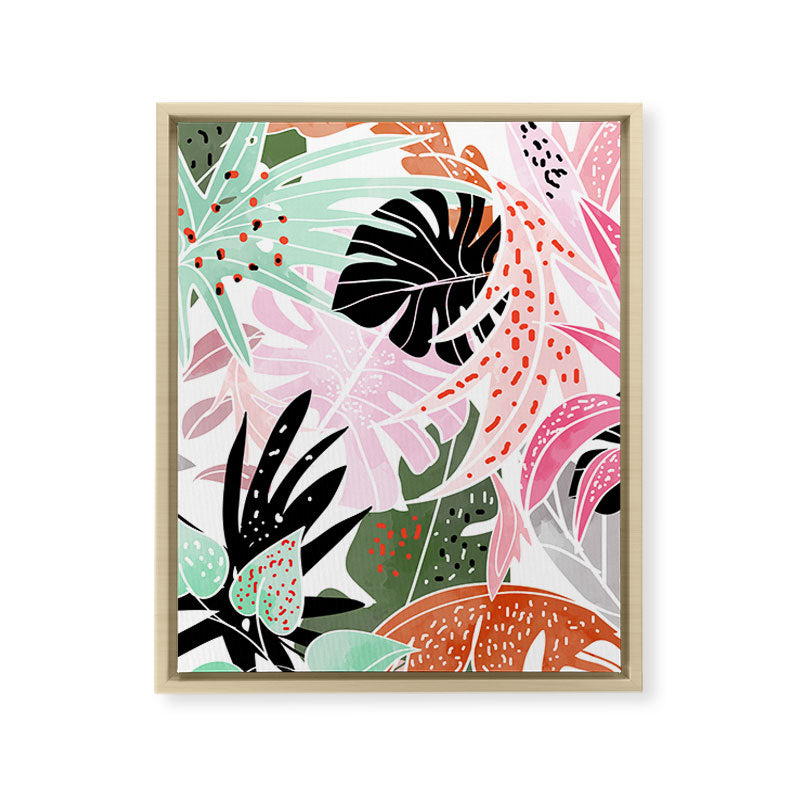 Veronica, Tropical Eclectic Bold Monstera Palm Illustration Nature Modern Colorful Jungle Framed Canvas Print Gallery Image 18