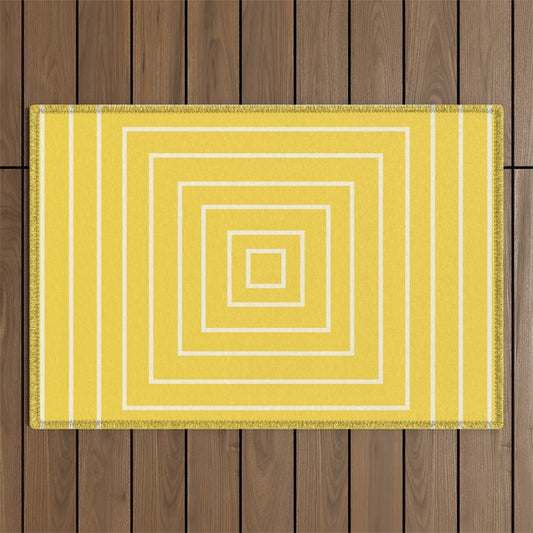 Layers yellow Outdoor Rug Gallery Image 1