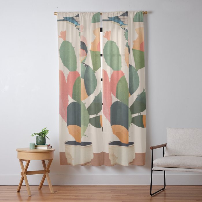 Cactus & Birds 1 Window Curtain Gallery Image 13