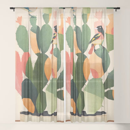 Cactus & Birds 1 Window Curtain Gallery Image 17