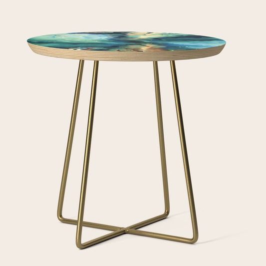Marbled Ocean Abstract, Navy, Blue, Teal, Green Side Table Gallery Image 1