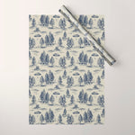 Alien Abduction Toile De Jouy Pattern in Blue Wrapping Paper Gallery Image 1