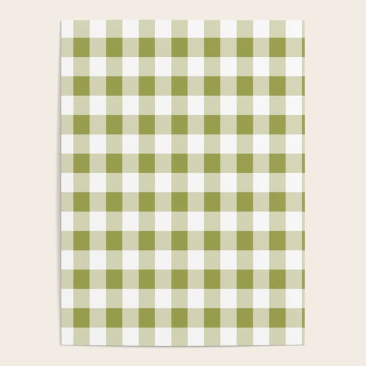 Gingham Large Green White Poster Gallery Image 1