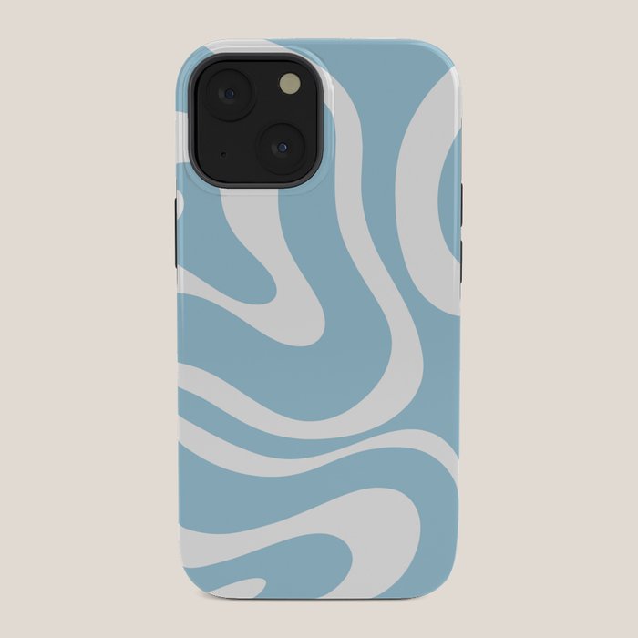 Retro Modern Liquid Swirl Abstract Pattern in Baby Blue and White iPhone Case Gallery Image 34