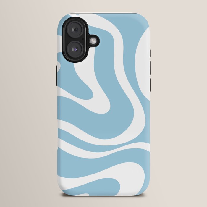 Retro Modern Liquid Swirl Abstract Pattern in Baby Blue and White iPhone Case Gallery Image 14