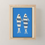 Minimal Fish on Blue Mini Art Print Gallery Image 1