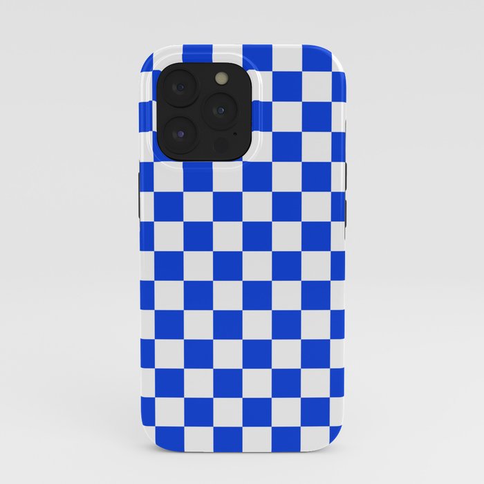Checkerboard Check Checkered Pattern in Royal Blue and White iPhone Case Gallery Image 39