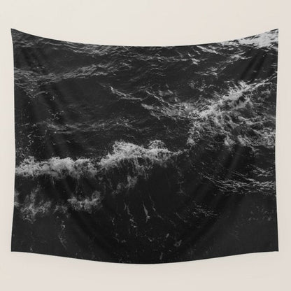 Dark Ocean in Black and. White Wall Tapestry Gallery Image 4