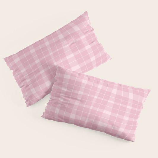Wavy Plaid Pink Pillow Sham Gallery Image 2