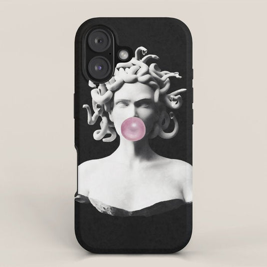 Medusa blowing pink bubblegum bubble iPhone Case Gallery Image 1