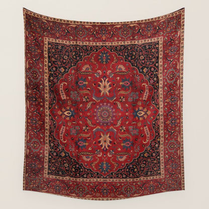 Antique Burgundy Wine Persian Mashad Oriental Rug Wall Tapestry Gallery Image 4