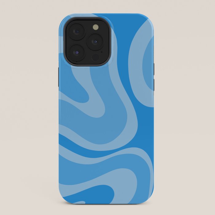 Modern Retro Liquid Swirl Abstract Pattern in Light Blue and Sky Blue iPhone Case Gallery Image 36