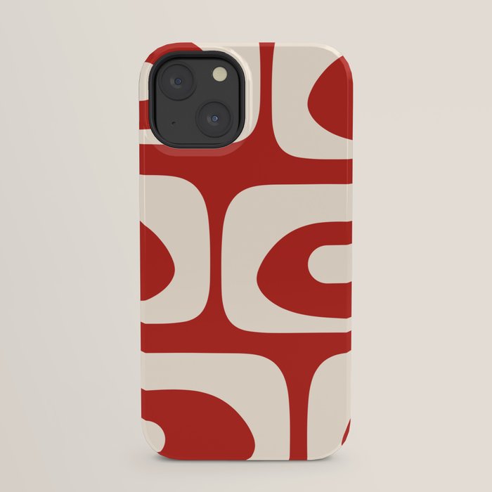 Retro Piquet Mid Century Modern Abstract Pattern in Red and Almond Cream iPhone Case Gallery Image 21