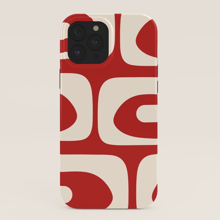 Retro Piquet Mid Century Modern Abstract Pattern in Red and Almond Cream iPhone Case Gallery Image 40