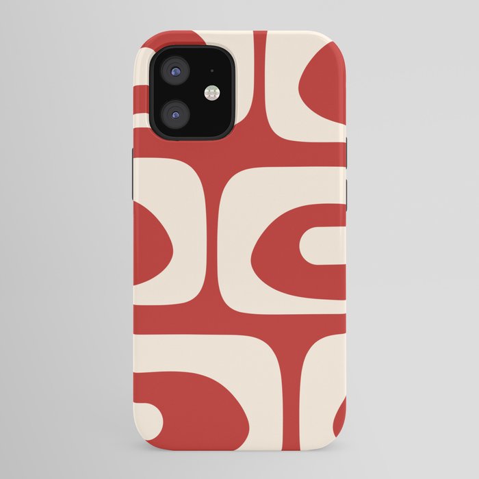 Retro Piquet Mid Century Modern Abstract Pattern in Red and Almond Cream iPhone Case Gallery Image 41