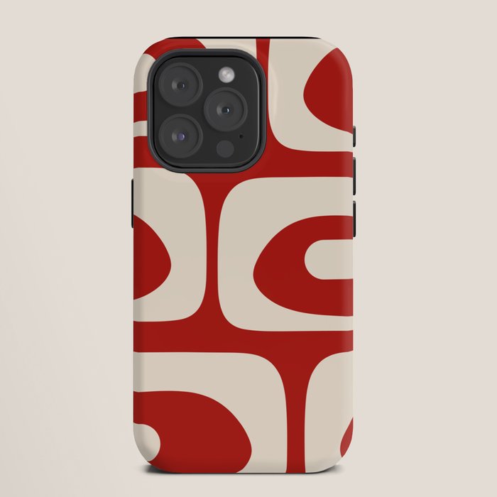 Retro Piquet Mid Century Modern Abstract Pattern in Red and Almond Cream iPhone Case Gallery Image 11