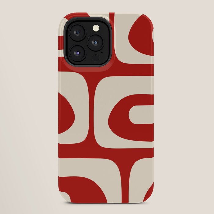 Retro Piquet Mid Century Modern Abstract Pattern in Red and Almond Cream iPhone Case Gallery Image 28