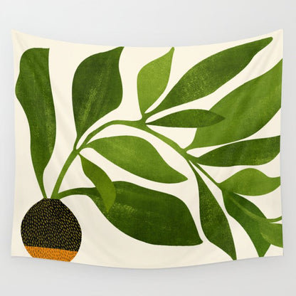 The Wanderer - House Plant Illustration Wall Tapestry Gallery Image 1