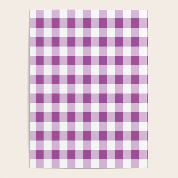 Gingham Large Lavender Amethyst White Poster Gallery Image 2