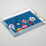 Retro Christmas Baubles on a dark background Acrylic Tray Gallery Image 1
