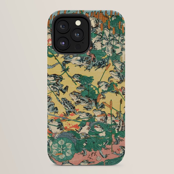Frog Battle Japanese Print by Kawanabe Kyosai, 1864 iPhone Case Gallery Image 32