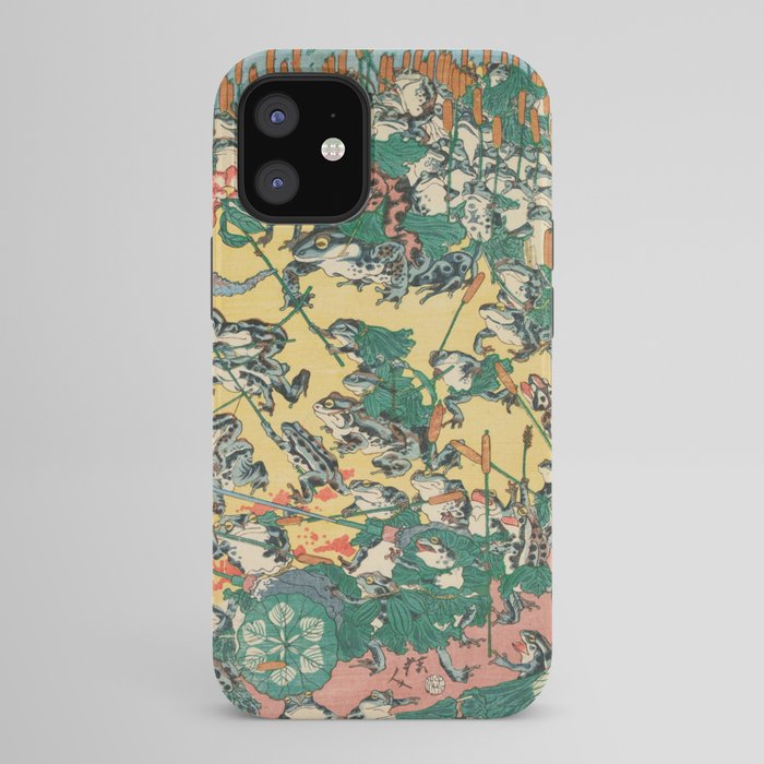Frog Battle Japanese Print by Kawanabe Kyosai, 1864 iPhone Case Gallery Image 42