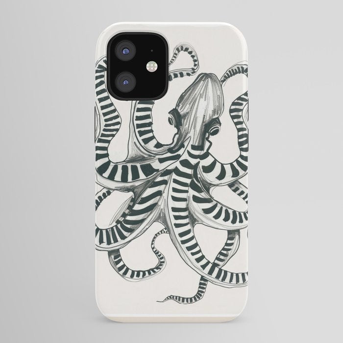 Striped Octopus Ink Drawing iPhone Case Gallery Image 41