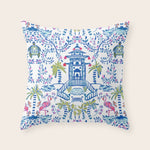 Colorful Coastal Chinoiserie Throw Pillow Gallery Image 1