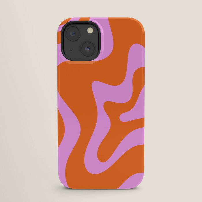Retro Liquid Swirl Abstract Pattern in Hot Pink and Red-Orange iPhone Case Gallery Image 25