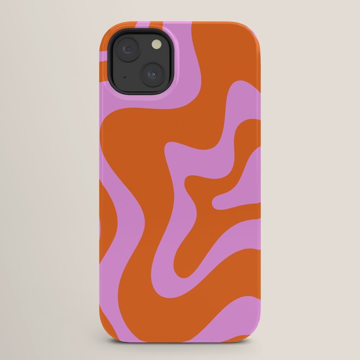 Retro Liquid Swirl Abstract Pattern in Hot Pink and Red-Orange iPhone Case Gallery Image 26
