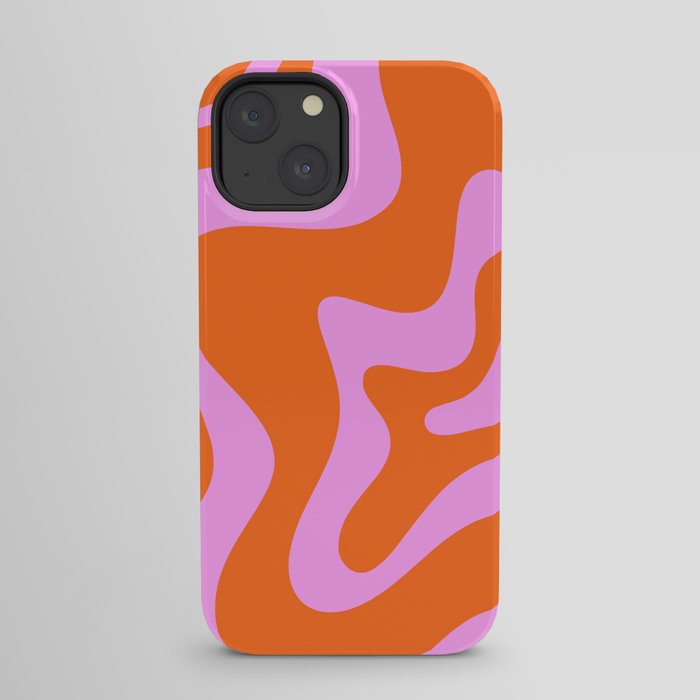 Retro Liquid Swirl Abstract Pattern in Hot Pink and Red-Orange iPhone Case Gallery Image 21