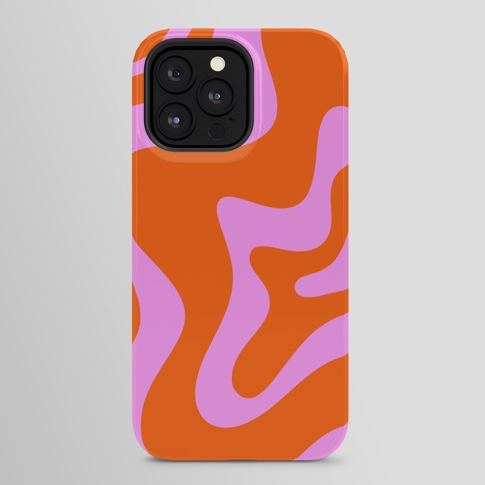 Retro Liquid Swirl Abstract Pattern in Hot Pink and Red-Orange iPhone Case Gallery Image 32