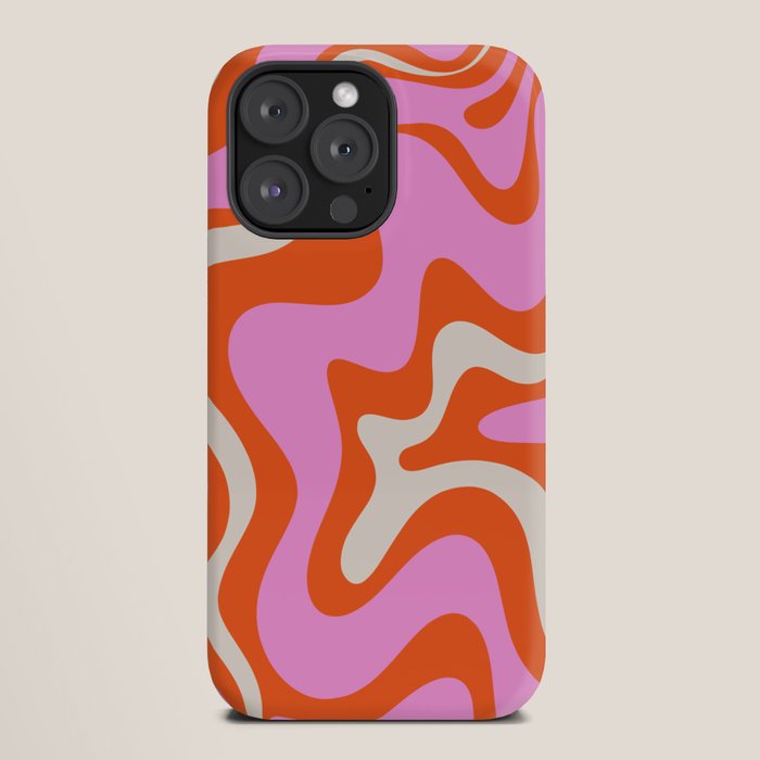 Retro Liquid Swirl Abstract Pattern Bright Pink Orange Cream iPhone Case Gallery Image 20