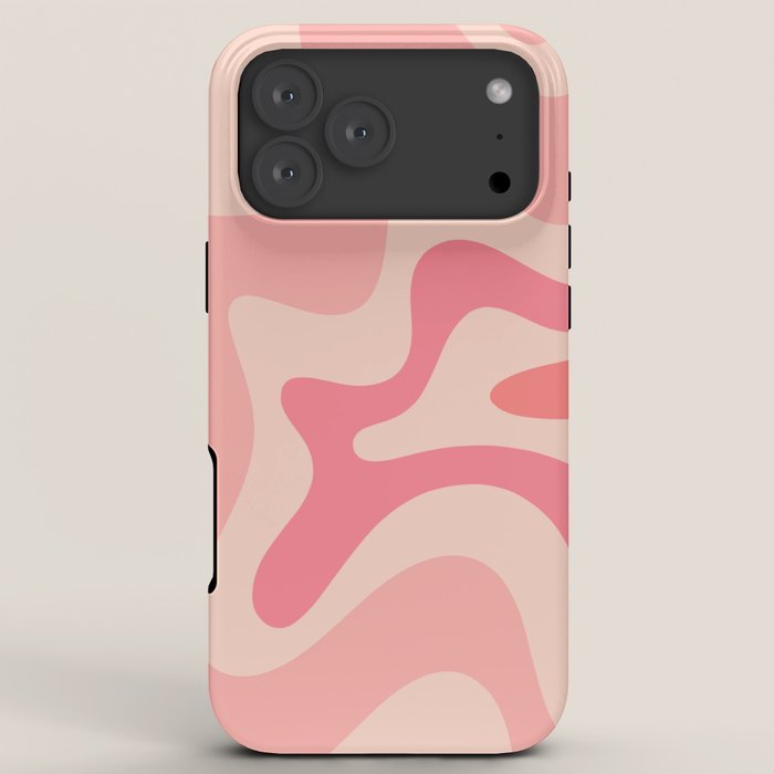 Retro Liquid Swirl Abstract Pattern Square In Blush Pink Tones iPhone Case Gallery Image 8