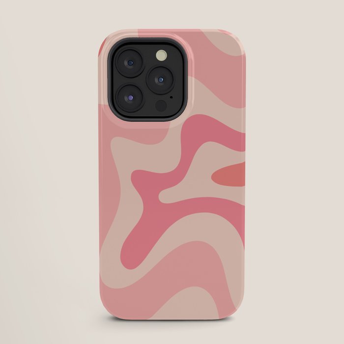 Retro Liquid Swirl Abstract Pattern Square In Blush Pink Tones iPhone Case Gallery Image 27