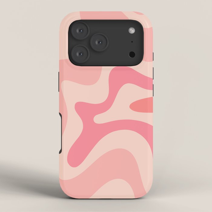 Retro Liquid Swirl Abstract Pattern Square In Blush Pink Tones iPhone Case Gallery Image 3
