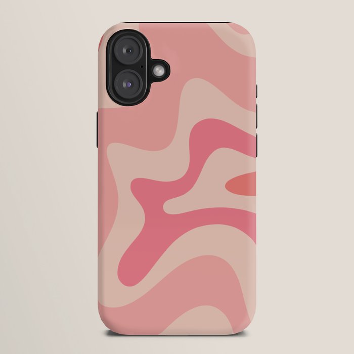 Retro Liquid Swirl Abstract Pattern Square In Blush Pink Tones iPhone Case Gallery Image 10