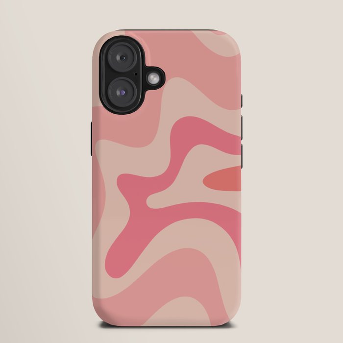 Retro Liquid Swirl Abstract Pattern Square In Blush Pink Tones iPhone Case Gallery Image 9