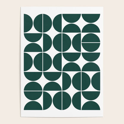 Mid Century Modern Geometric 04 Dark Green Poster Gallery Image 1