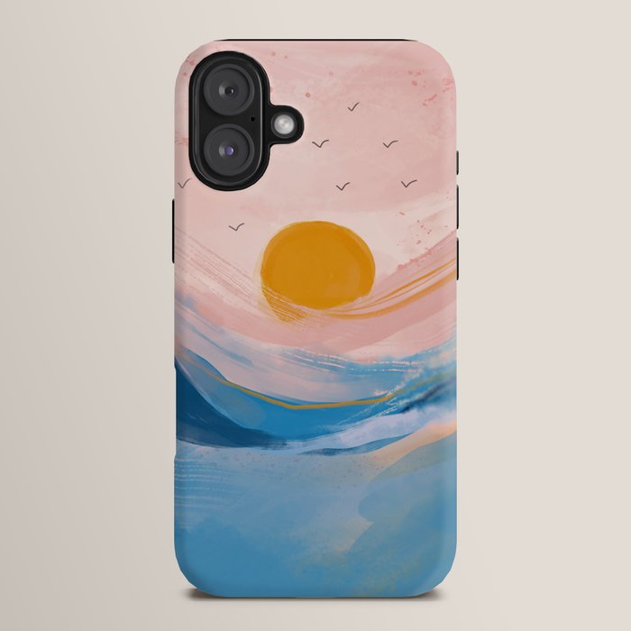 Pink and Blue Abstract Art Ocean and Sunrise iPhone Case Gallery Image 14