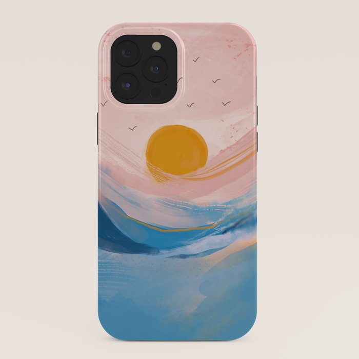 Pink and Blue Abstract Art Ocean and Sunrise iPhone Case Gallery Image 40