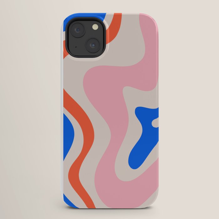 Retro Liquid Swirl Abstract Pattern Square Pink, Orange, and Royal Blue iPhone Case Gallery Image 26