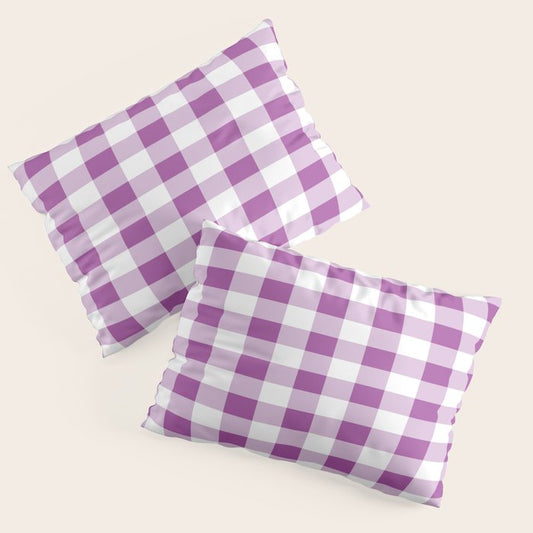 Gingham Large Lavender Amethyst White Pillow Sham Gallery Image 1