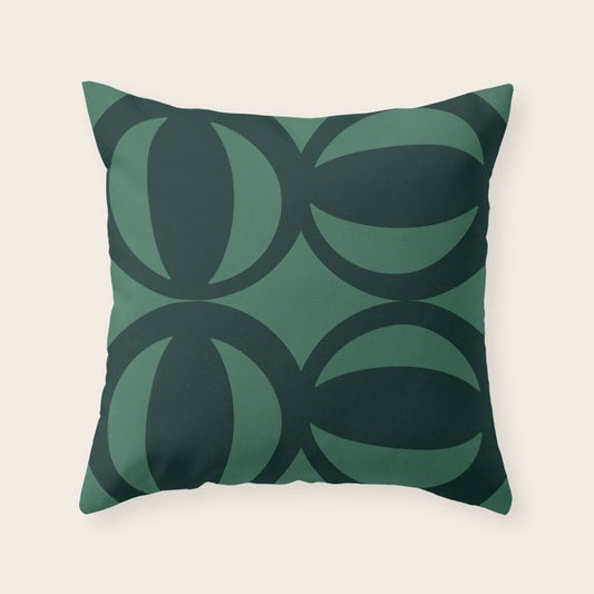 Retro Orbit Forest Green - Mid Century Modern Geometric Throw Pillow Gallery Image 1