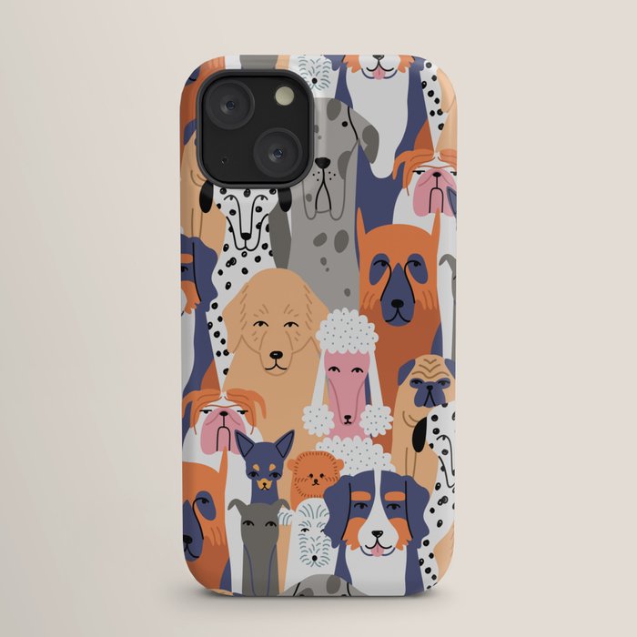 Funny diverse dog crowd character cartoon background iPhone Case Gallery Image 17