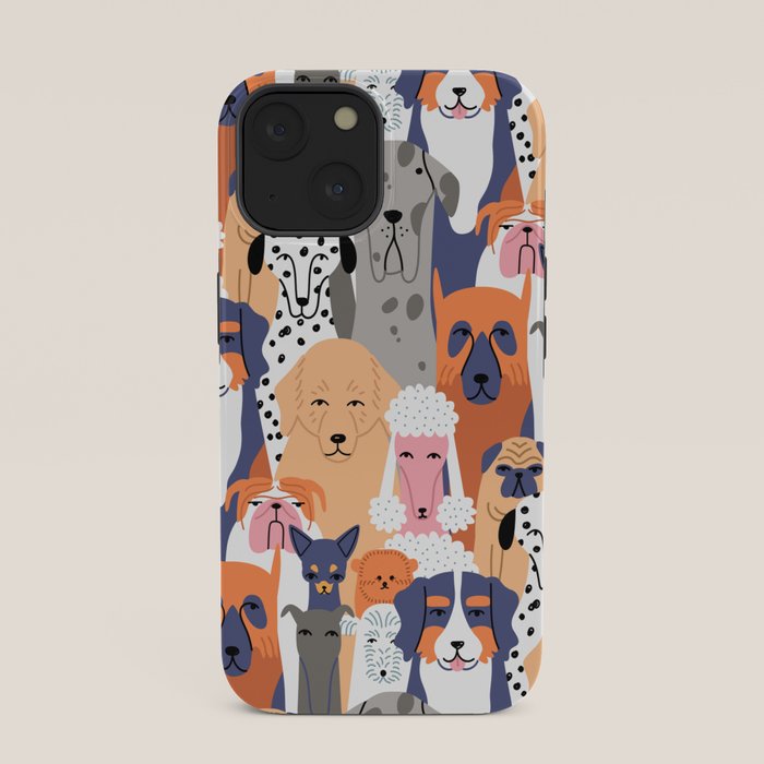 Funny diverse dog crowd character cartoon background iPhone Case Gallery Image 33