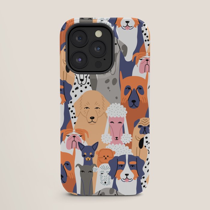 Funny diverse dog crowd character cartoon background iPhone Case Gallery Image 27
