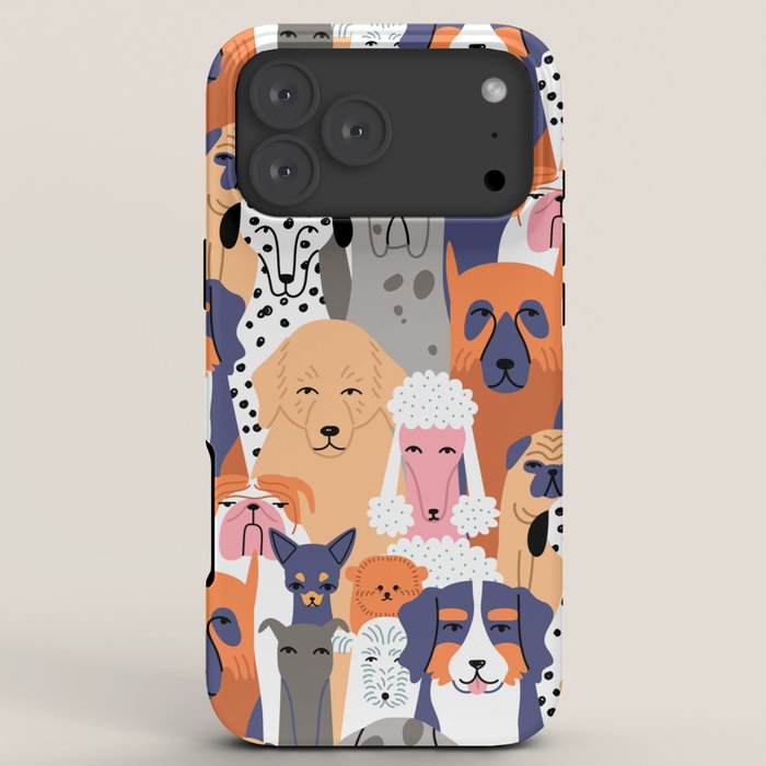 Funny diverse dog crowd character cartoon background iPhone Case Gallery Image 8