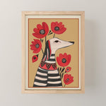 Striped Dog with Poppies Mini Art Print Gallery Image 1