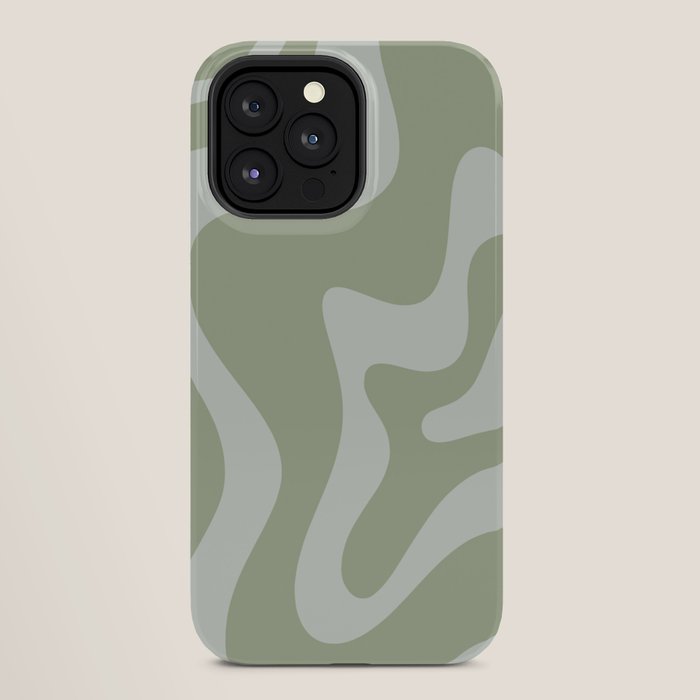 Retro Liquid Swirl Abstract Pattern in Sage Green iPhone Case Gallery Image 28